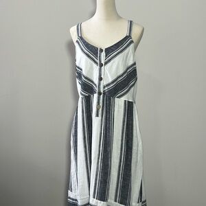 Striped Sleeveless Button-Down Dress